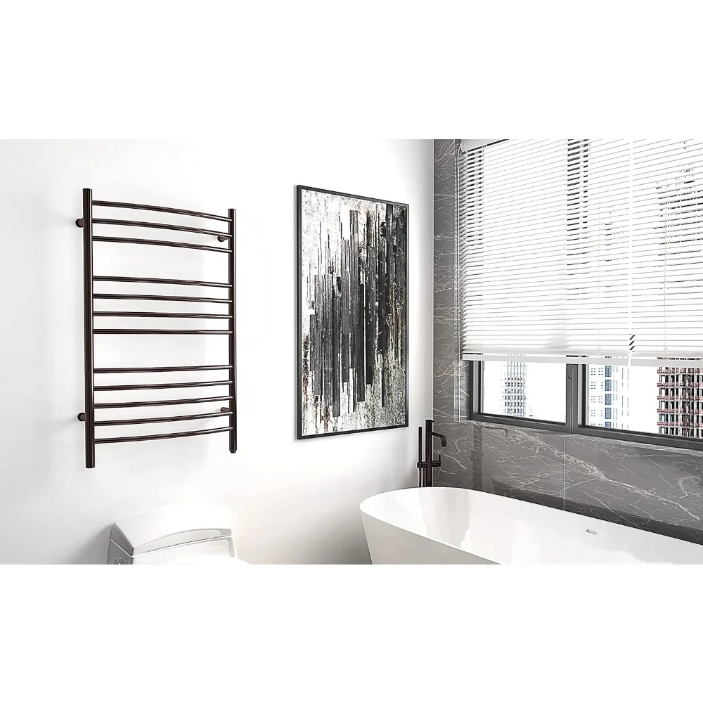 Towel Warmer Venetian Bronze, Electric Hot Towel Rails,12 Bars Warming Towel Racks, Plug-in/Hardwired Heated Towel Rails