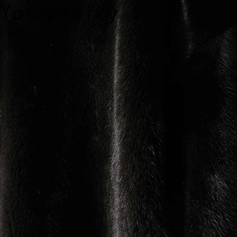 YOLANFAIRY Natural Fur Coat Woman Autumn Winter Warm Whole Mink Fur Jackets for Women Luxury 2025 Black Real Fur Jacket Abrigos