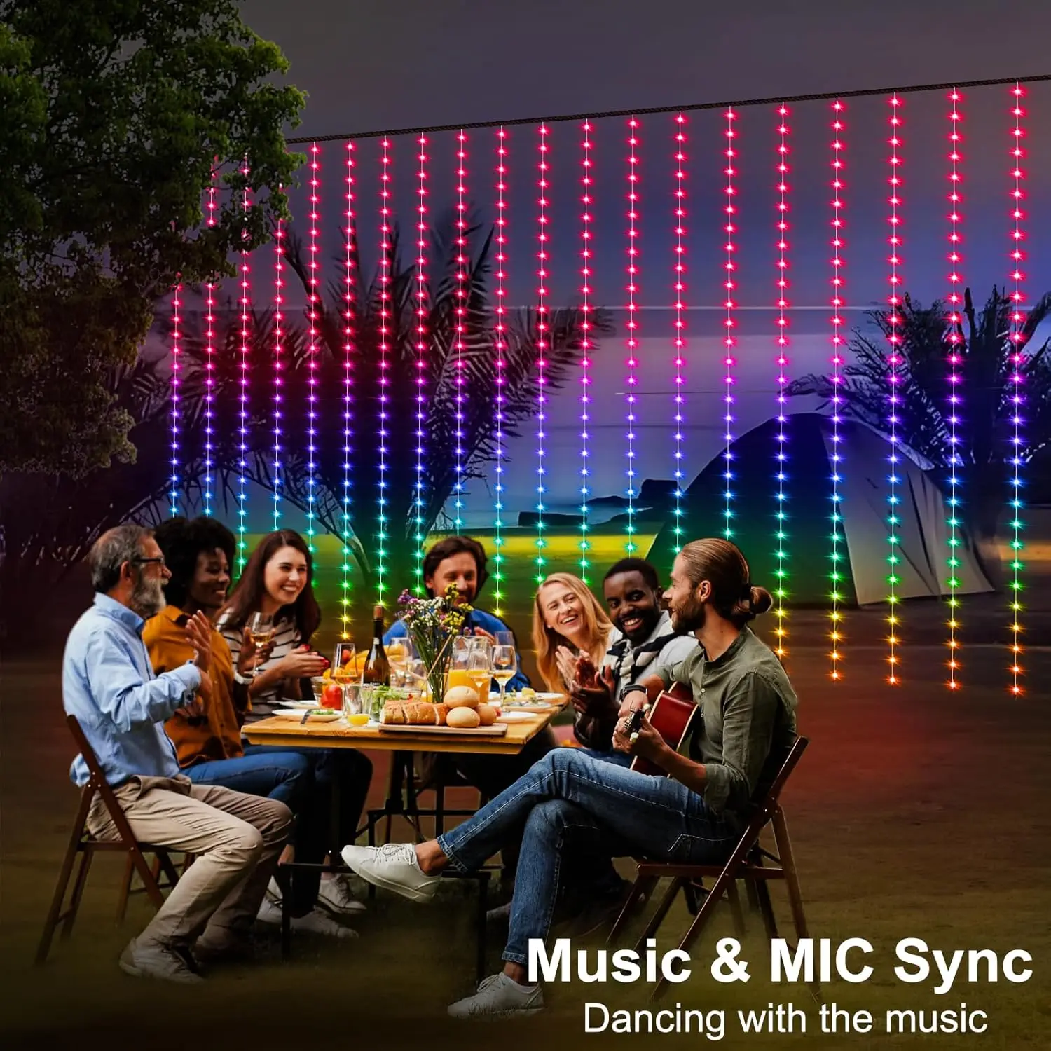 300LEDs Smart Curtain String Light with Bluetooth APP Control Christmas Fairy Garland String Light for Xmas Party Wedding Decor