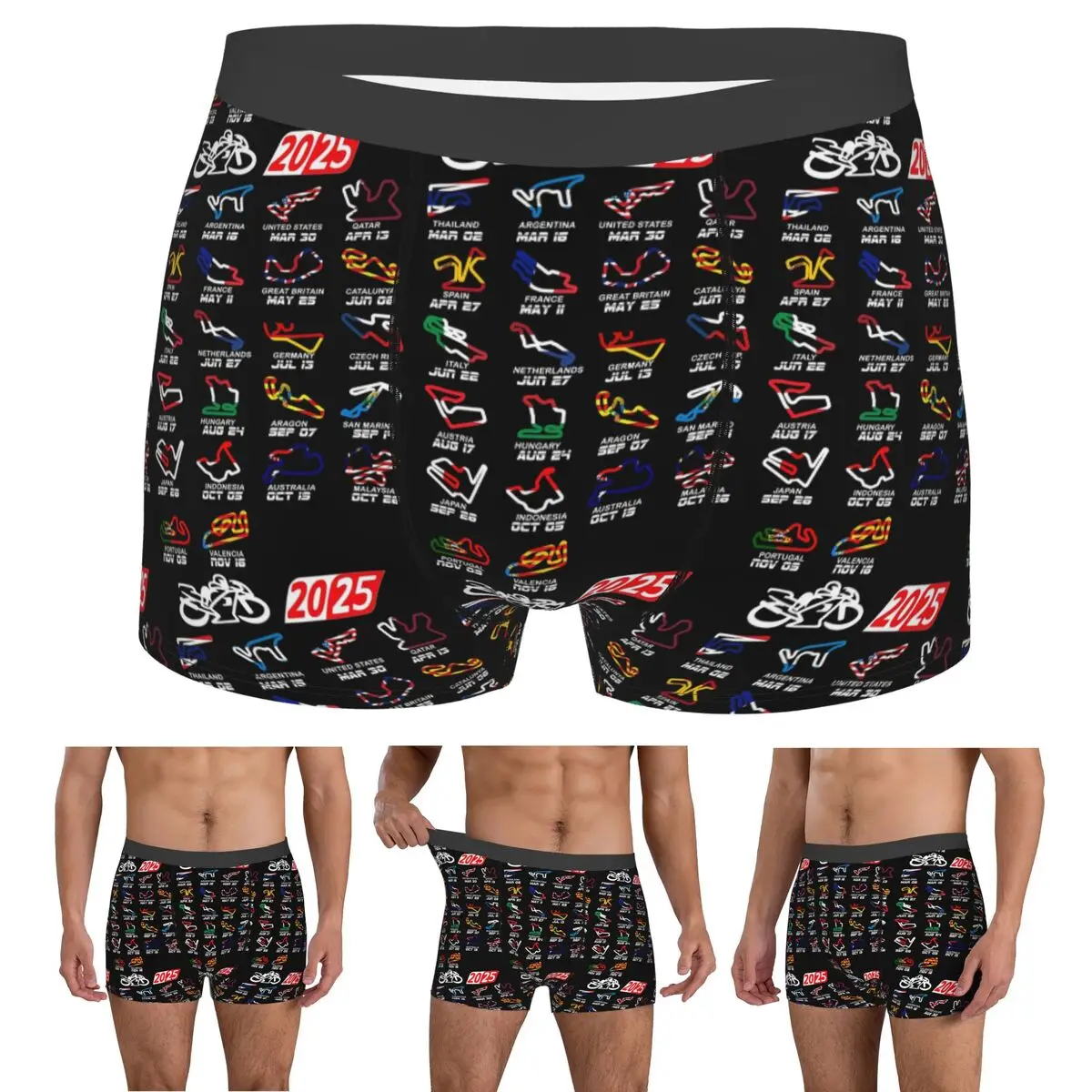 

Трусы-боксеры, шорты, календарь, сезон 2021, трусы MotoGp Circuits, мужское мягкое нижнее белье для мужчин, подарки бойфренду