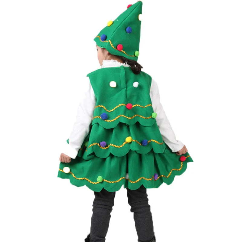 Crianças do bebê menina árvore de natal cosplay halloween traje leeveless vestido dos desenhos animados crianças festa cosplay traje para crianças