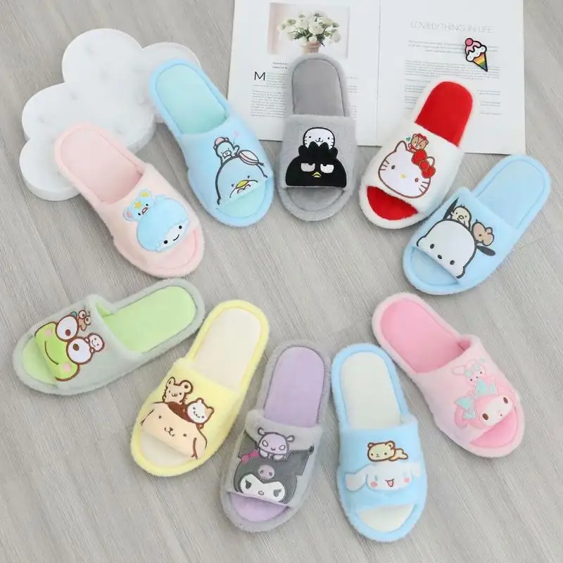 Kawaii Sanrio Pochacco Keroppi Badtz Maru Cute Cartoon Girl Slippers Indoor Home Confinement Shoes Anti-Slip Festival Gift