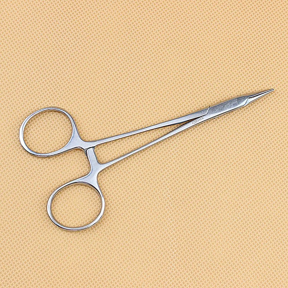 Dental Stainless Steel Hemostatic Clamp Forceps Surgical Forceps Tool Hemostatic Forceps Pliers Straight Elbow Tips Needle Holde