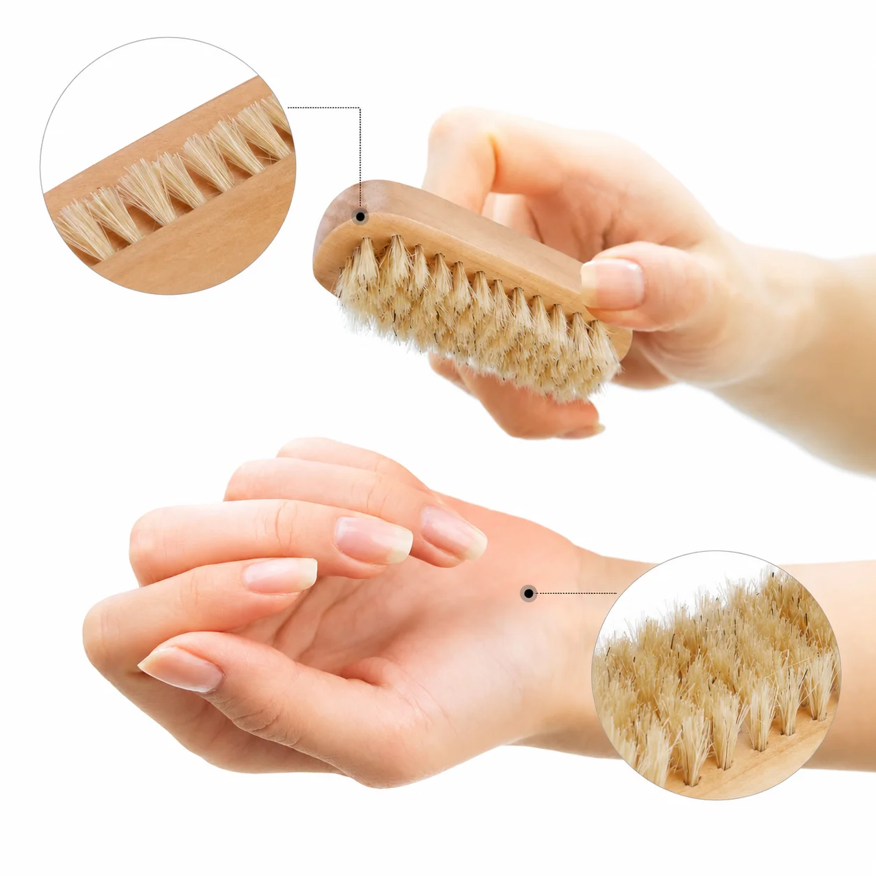 1/4PCS Non-Slip Wooden Two-sided Hand and Nail Brush. Fingernail Brush for Nail Cleaning and Scrubbing. Heavy Duty Stiff Brush