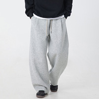 Men's Autumn Winter Wide-Leg Sweatpants - Tapered Cuff Dropped Crotch Harcoal Gray (Black) M-XXXL