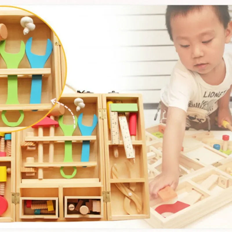 Montessori Baby Pädagogisches Spielzeug Kinder Holz Multifunktionale Werkzeuge Kit Set Box Spielzeug Mutter Schlüssel Jungen für Kinder Spiele Geschenke