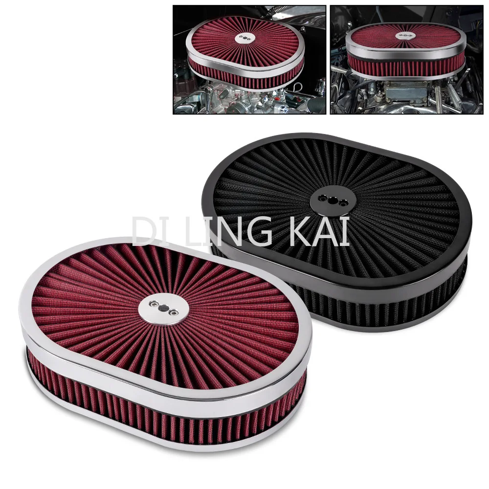 

Auto Spare Parts 12"x2" Oval Air Filter Air Flow Purifier Suitable for 5-1/8" Interface Car Accessories