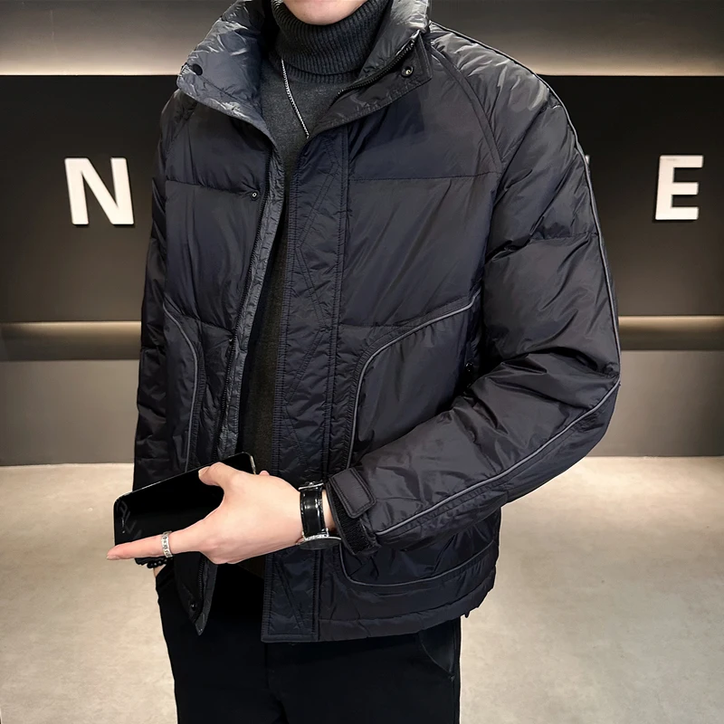 

Мужская пуховая куртка 2023: Новая зимняя модная тонкая теплая короткая куртка в корейском стиле для молодежи, утепленная, легкая, теплая верхняя одежда