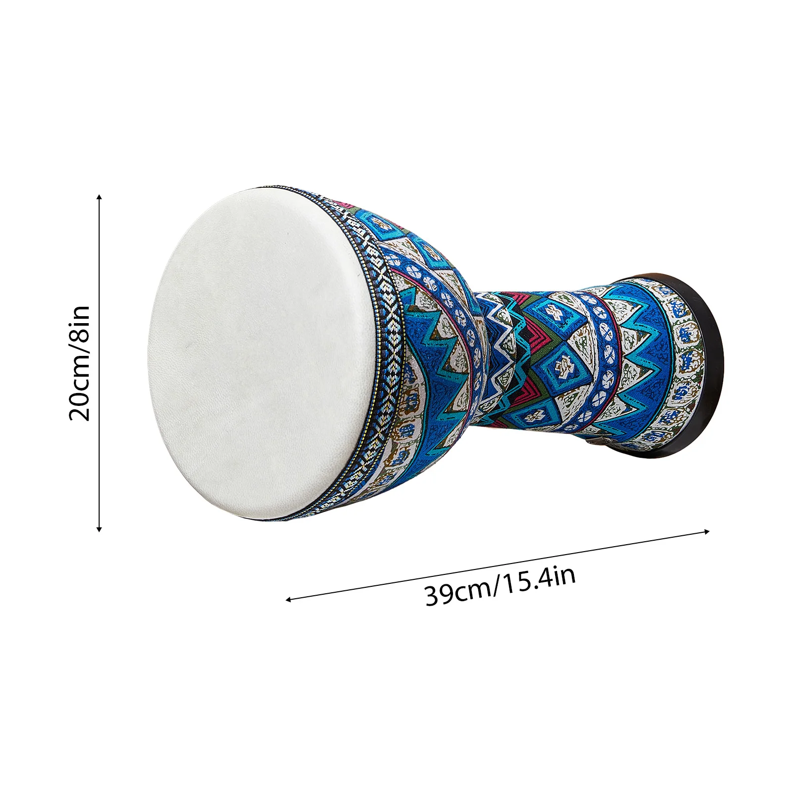 8-inch African Drum PVC Drum Body Goatskin Drum Surface Lightweight Hand Clapping Drum Percussion Instrument Colorful Pattern