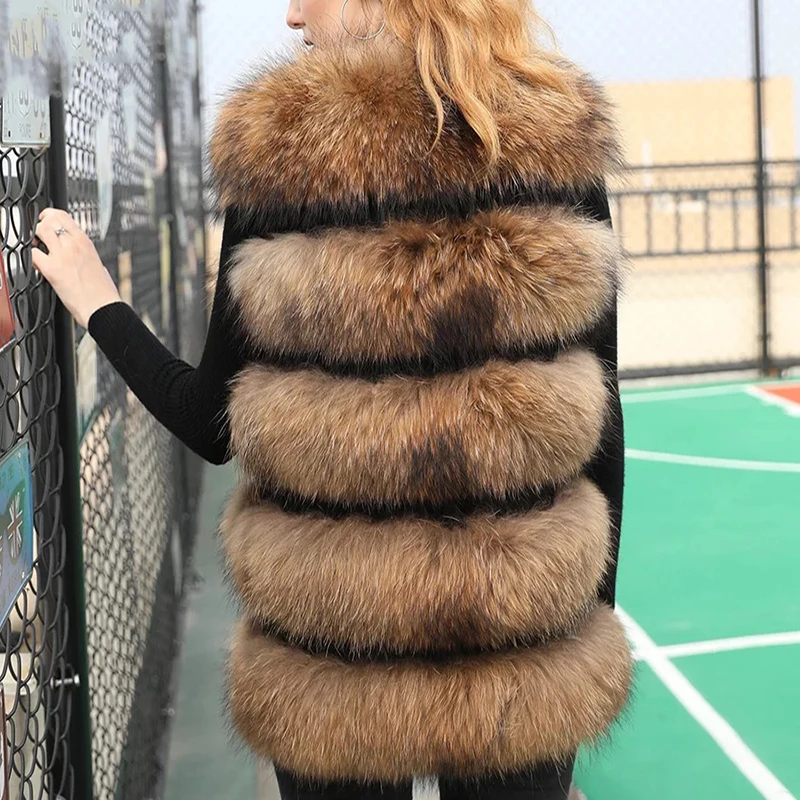 2022 women\'s genuine leather jacket fur vest raccoon vest winter coat women fox fur vest real fur coats crop fur coat fur vest