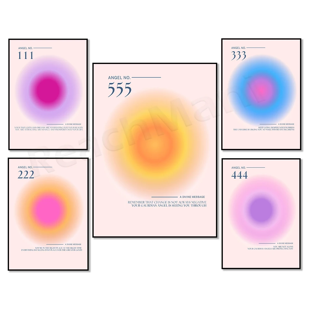 

Angel Number Artwork/aura wall art/modern art/gradient colour/James Turrell /111/222/333/444/555/666/777/888/999 Canvas Poster