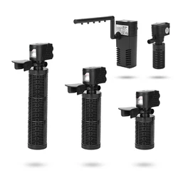 3 In 1 Silent Aquarium Filter Submersible Oxygen Internal Pump Sponge Water With Rain Spray For Fish Tank Air Increase