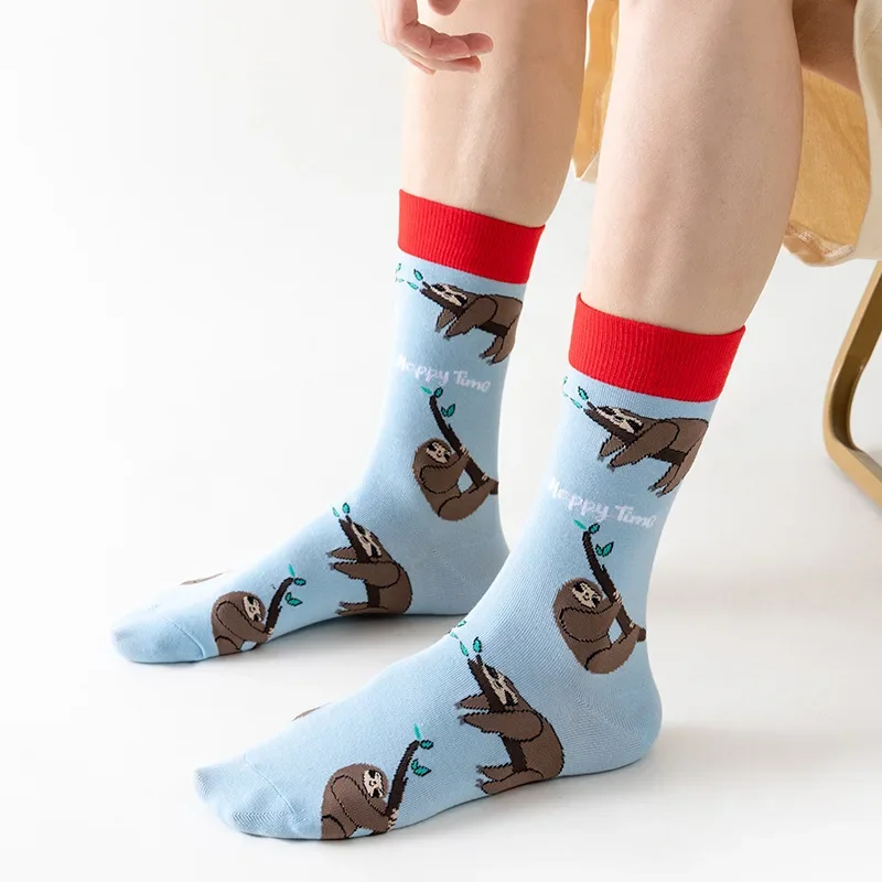 1 Pair Man Women Sock Original AB Tide Socks Colorful Cat Dog Koala Cow Cotton Socks Four Seasons Unisex Socks for Birthday Gift