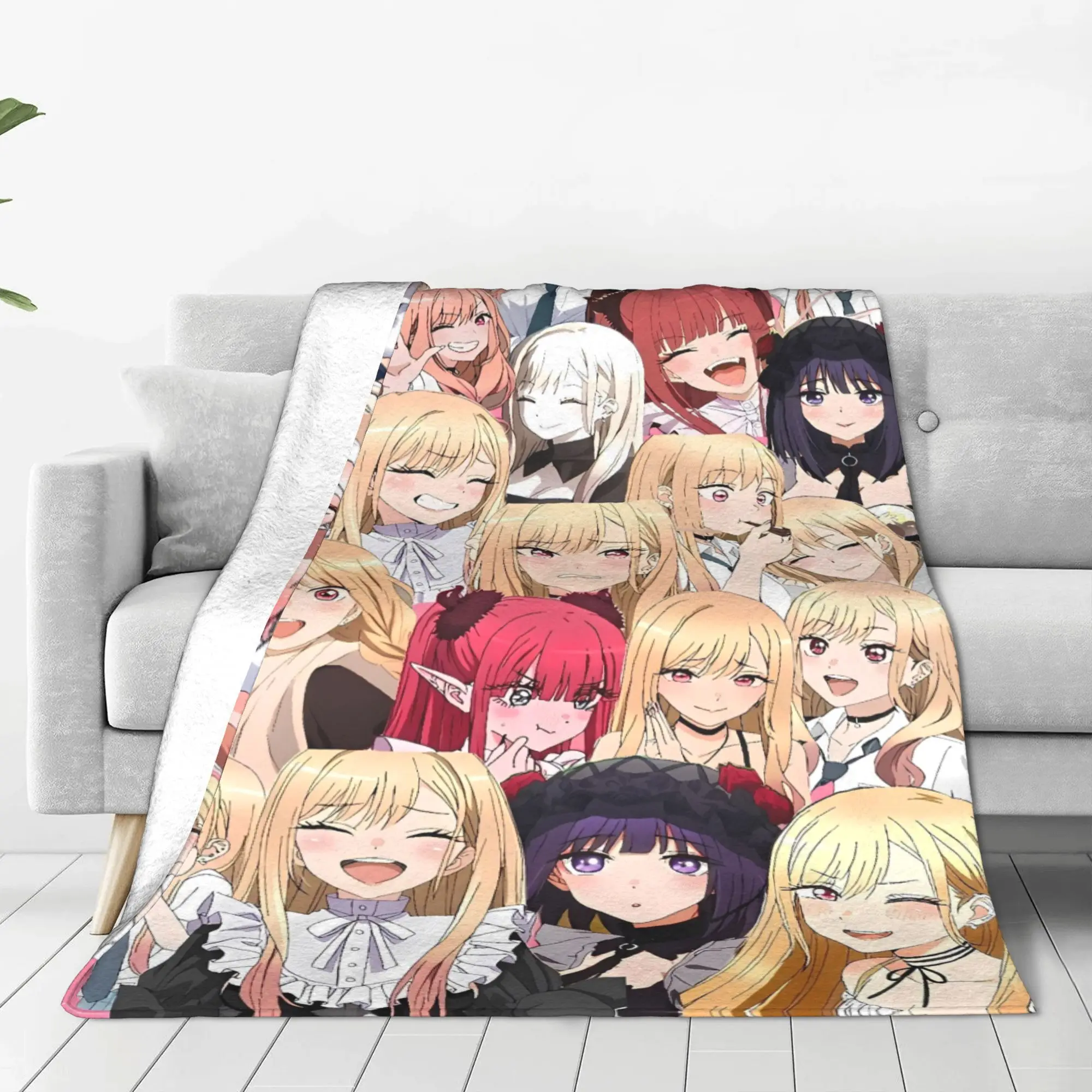 Japan Anime Marin Kitagawa Blankets Warm Street Trend Plush Throw Blanket For Kids Adult Couch Bed Flannel Bedspread Bed Cover