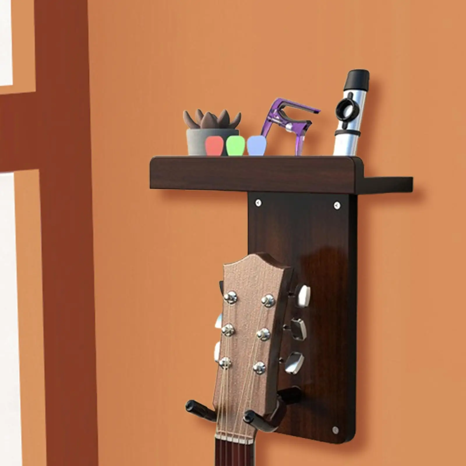 Wall Mounted Guitar Holder Hook Hanging Storage Tray Wooden Guitar Wall Mount for Electric Guitars