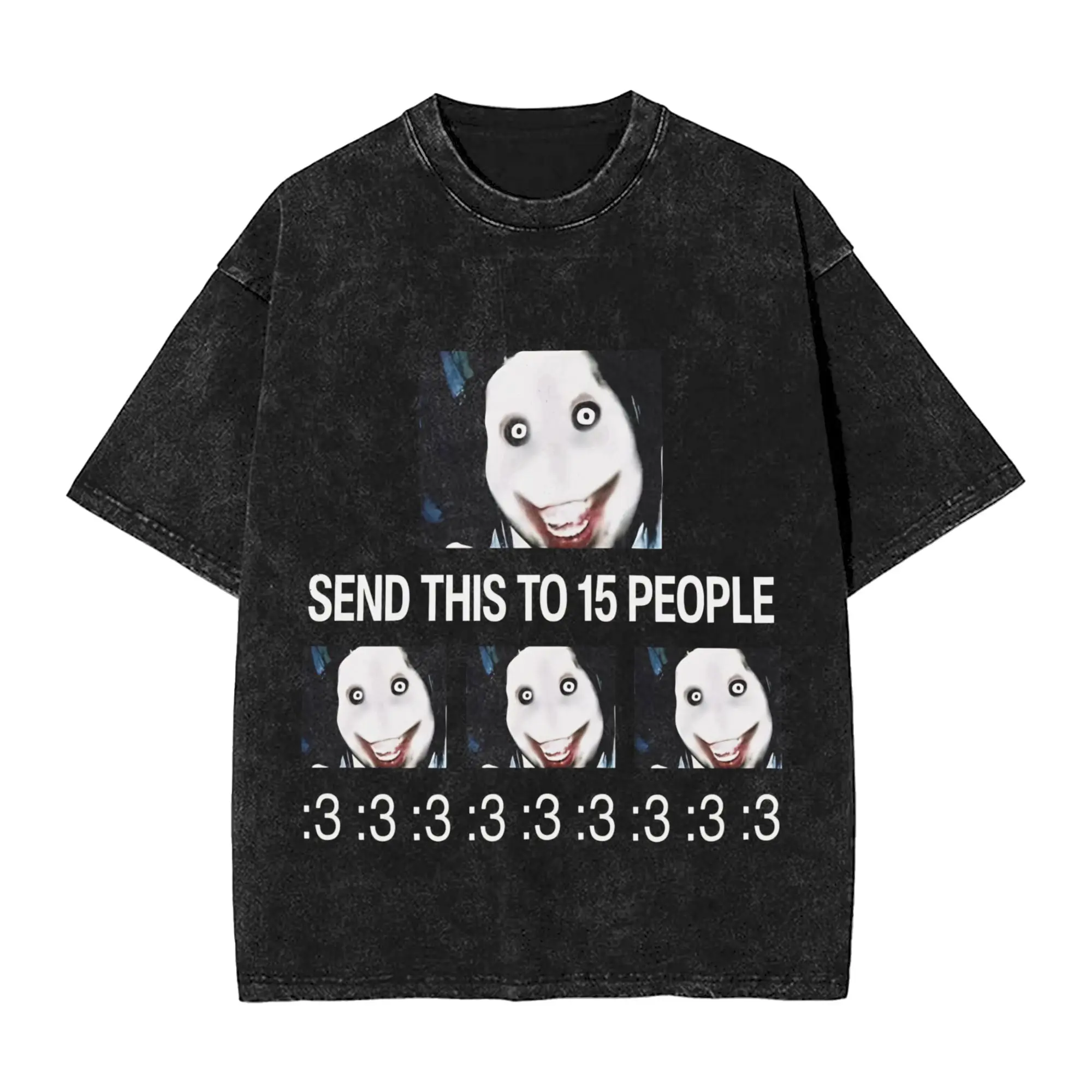 Men Women's T Shirt Jeff the Killers   Washed T-Shirts Trending  Summer Tee Shirt Streetwear Loose Cotton Clothes Plus Size