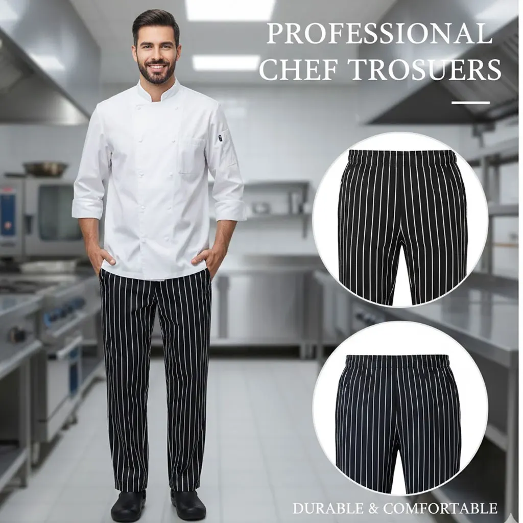 シェフパンツ エクストラワイド エラスティックウエスト ゼブラプリント レストラン キッチン ワークパンツ 男女兼用