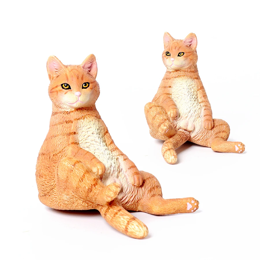 Realistyczne figurki kotów w stylu pastoralnym Felis Catus Kitten, figurki w kształcie jajek wielkanocnych, dekoracje cottagecore na biurko, do domu i biura.