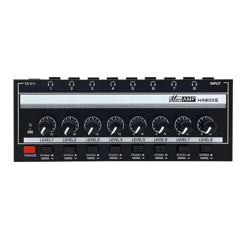 8 Channels Headphone Amplifier HA800S Audio Stereo/Mono Amp Microamp Amplifier for Music Mixer Recording Sound Amplifier