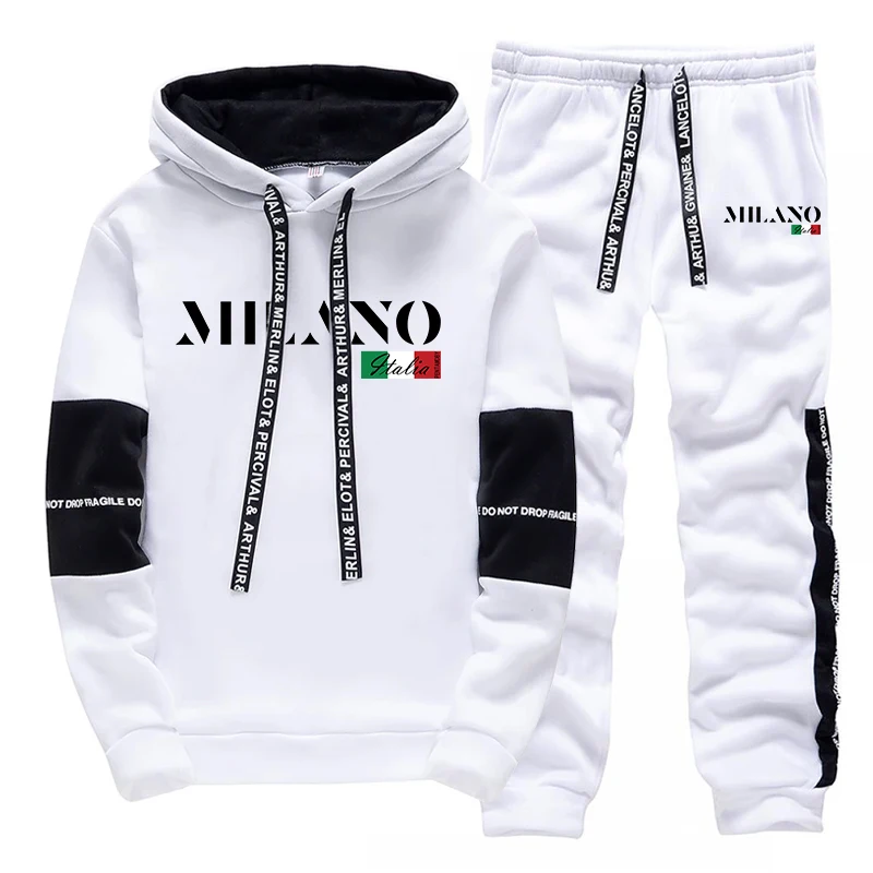 Italien Mode Outfits für Männer Herbst Täglich Casual Sport Jogging Anzug Urban Trend Hoodies 2 stücke Set Männlich Hause Outdoor Trainingsanzüge