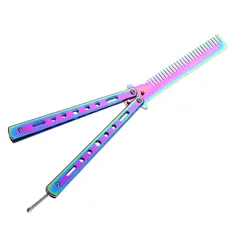 Butterfly Comb Stainless Steel Rainbow Portable Foldable Hair Combs Style Rainbow for Beginner Training Styling Tools