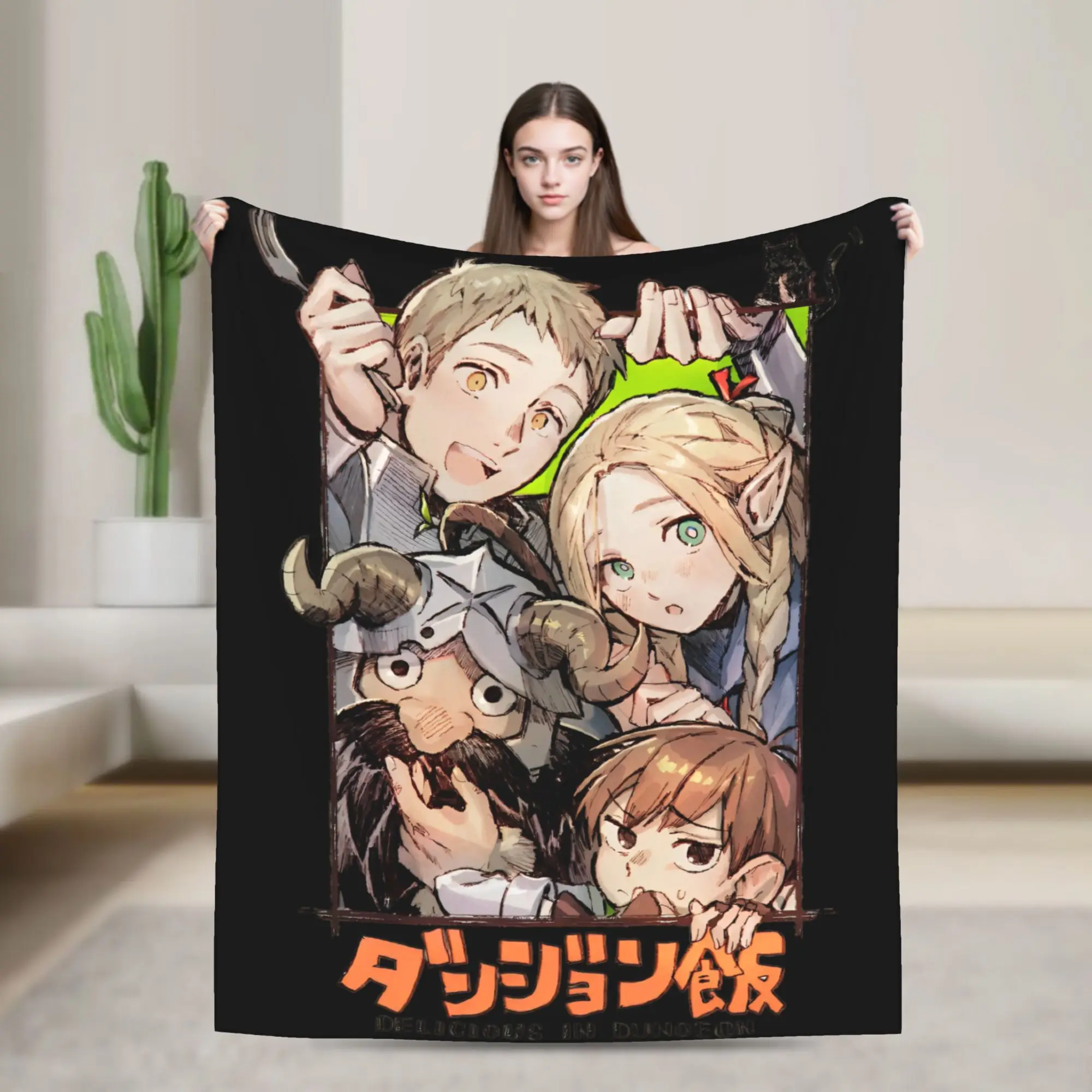 

Meshi Anime Blanket Cover Delicious In Dungeon Fleece Throw Blanket Summer Air Conditioning Decoration Soft Warm Bedsprea,