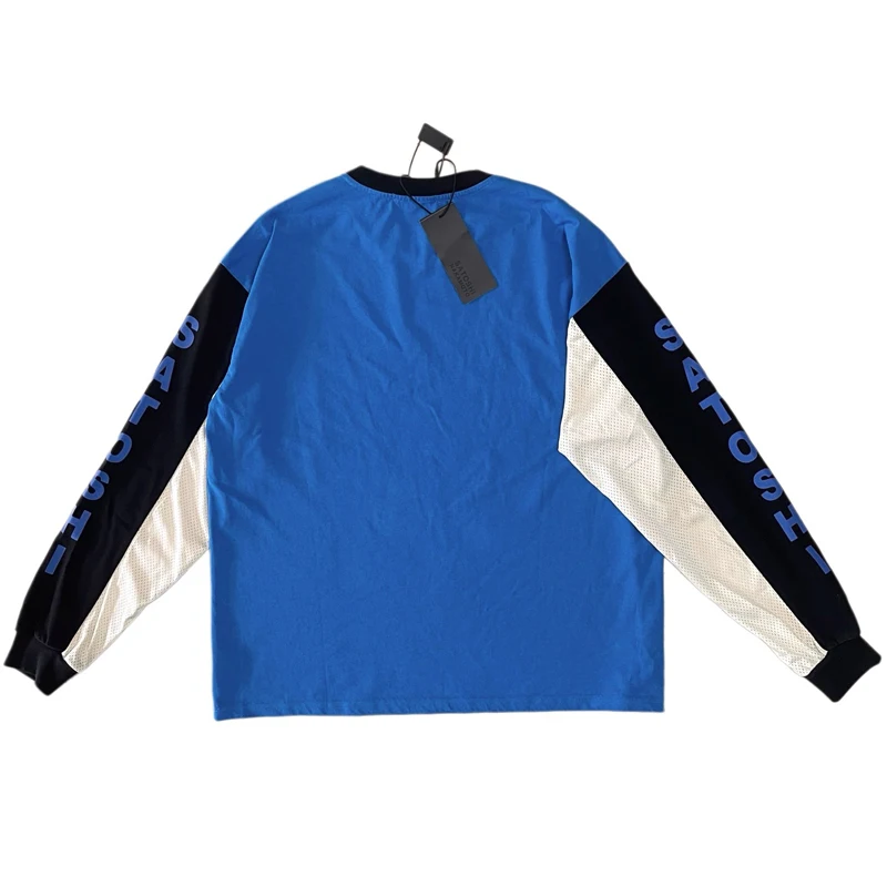 Satoshi Nakamoto Long Sleeved T-Shirts American Style High Street Trend Loose Fitting Mesh Breathable Tops Tees
