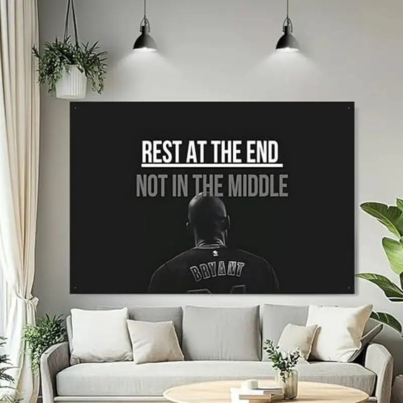VIKAMA Kobe Bryant Inspirational Quotes Tapestry, Gym Bedroom Dormitory Wall Hanging, Sports Slogans Home Decoration