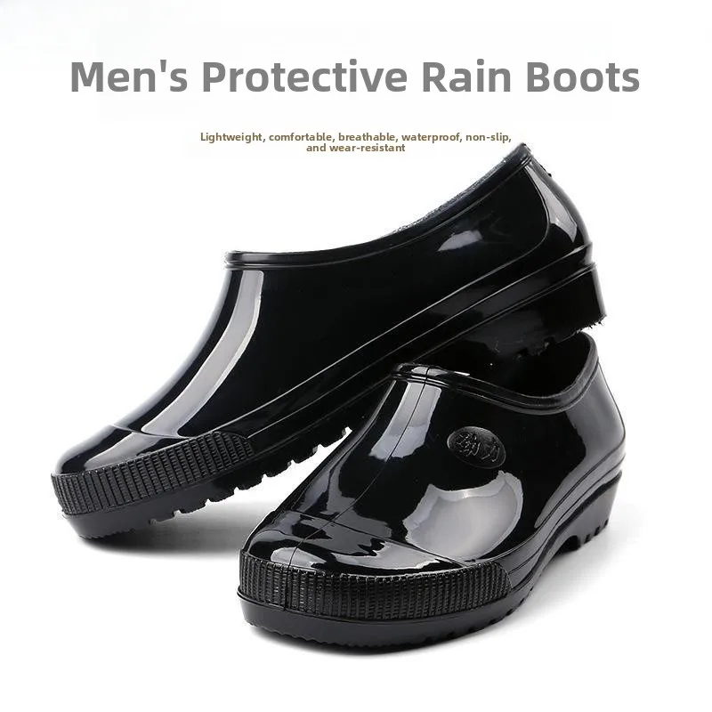 

Мужские низкие резиновые сапоги-чехлы для обуви, короткие, для работы на кухне, нескользящие, водонепроницаемые, легкие, удобные, без застежек