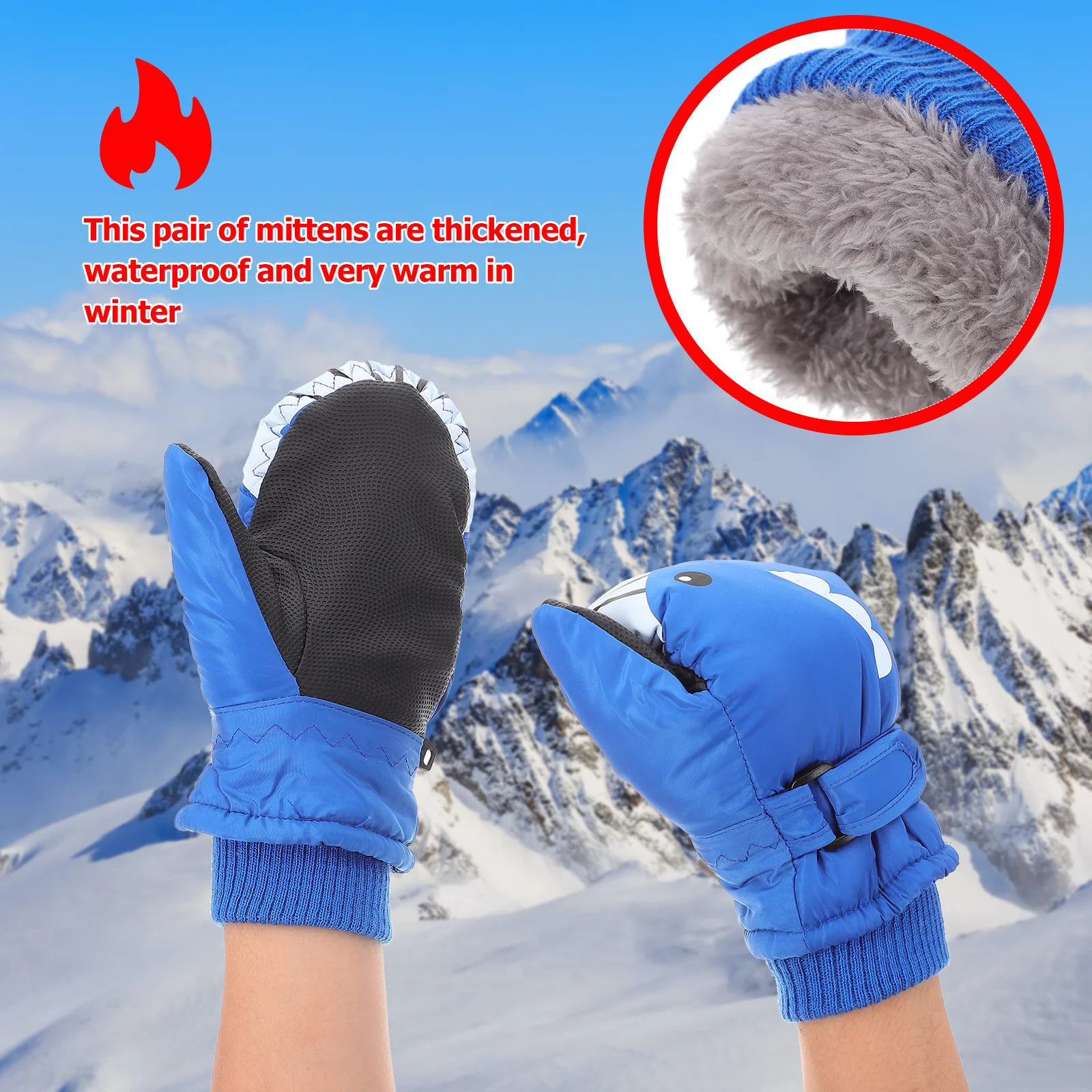 2 pçs crianças luvas de esqui de inverno à prova dwaterproof água quente engrossado luvas crianças ao ar livre à prova de vento à prova de frio luvas de esqui