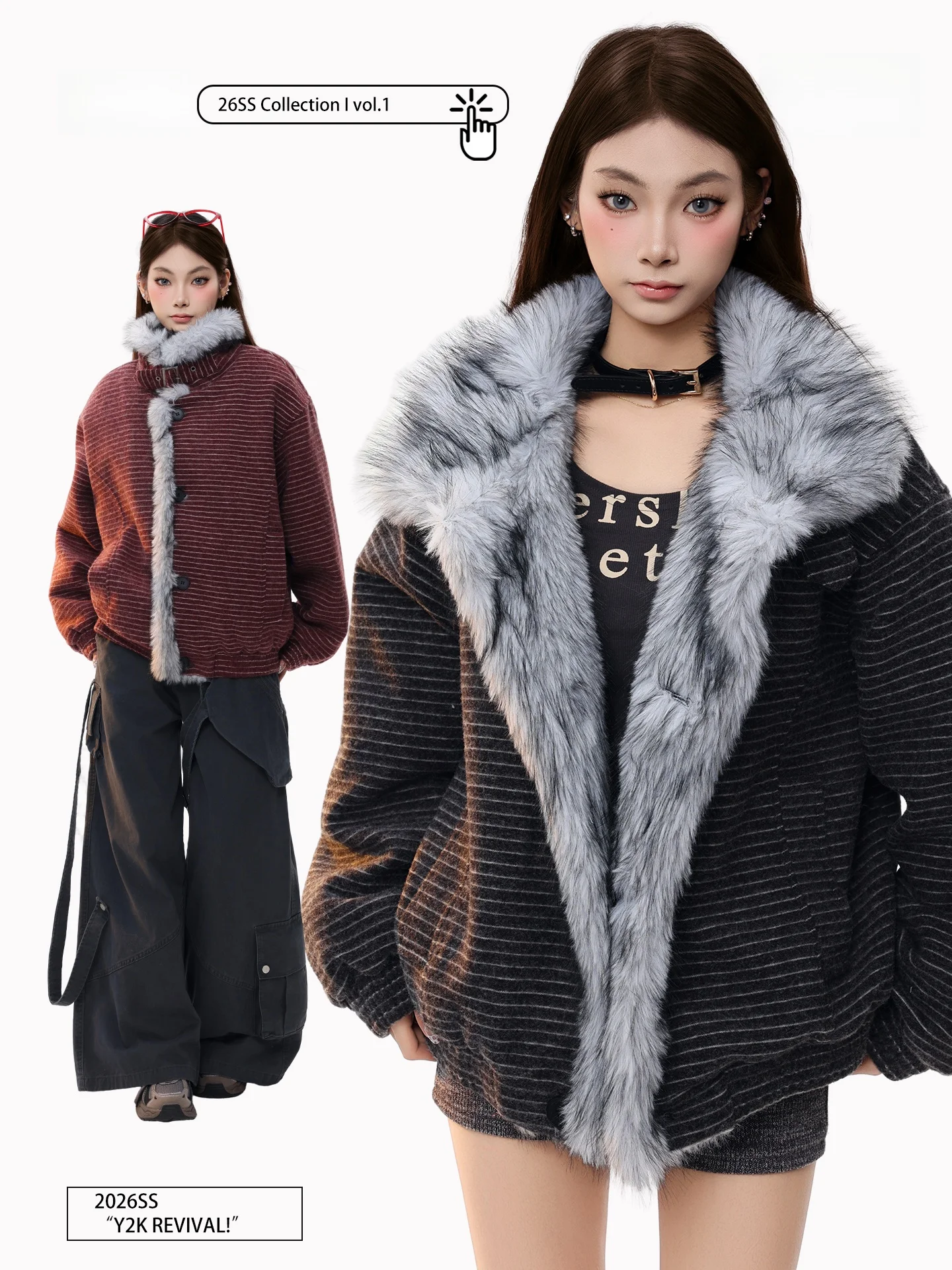 

PBB American Retro Cotton Jaet Women's Lazy Sle Velvet Surface Warm Striped Sweatirt Cotton Coat Winter Long Sve Zipper