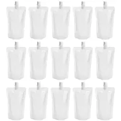 50pcs 250ml Plastic Drink Smoothie Bag Transparent Self Standing Nozzle Soybean Milk Beverage Food Sealed Bag Liquid