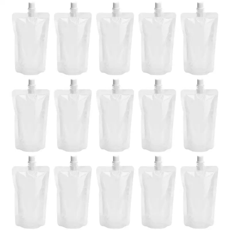 50pcs 250ml Plastic Drink Smoothie Bag Transparent Self Standing Nozzle Soybean Milk Beverage Food Sealed Bag Liquid