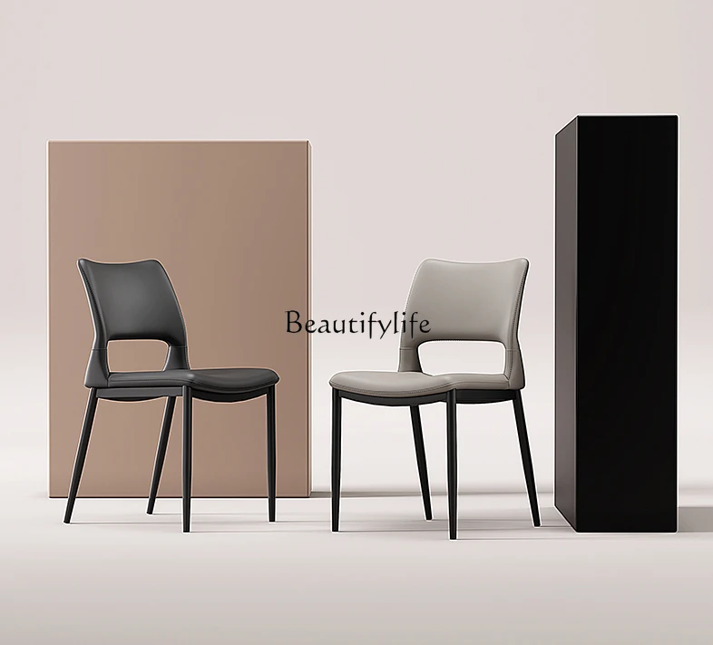 

Dining Chair with Backrest Home Italian Minimalist Light Luxury High-Grade Black Antique Chair