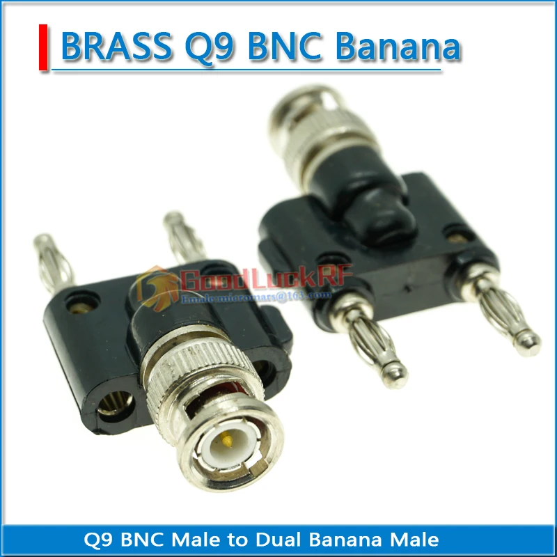 BNC 3 Way Splitter Adapter Socket Metal+Plastic Y-Type BNC Male to Dual Banana Male JacK Audio Speaker Cable 4mm RF Adapter