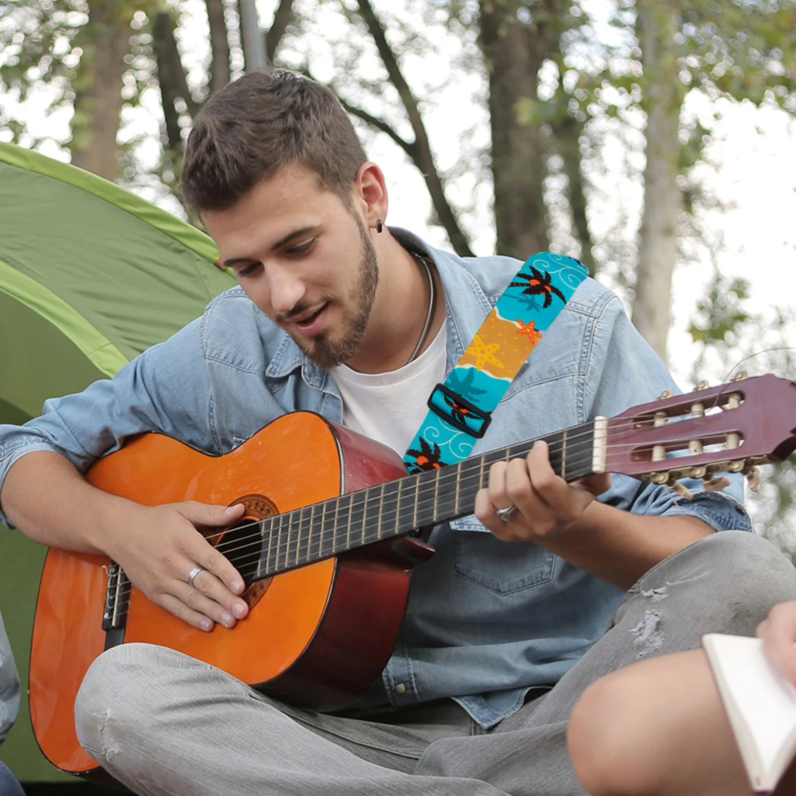 

Guitar Strap for Folk Electric Guitar Lightweight Dirt Resistant Washable Creative Design Support Musician Gift