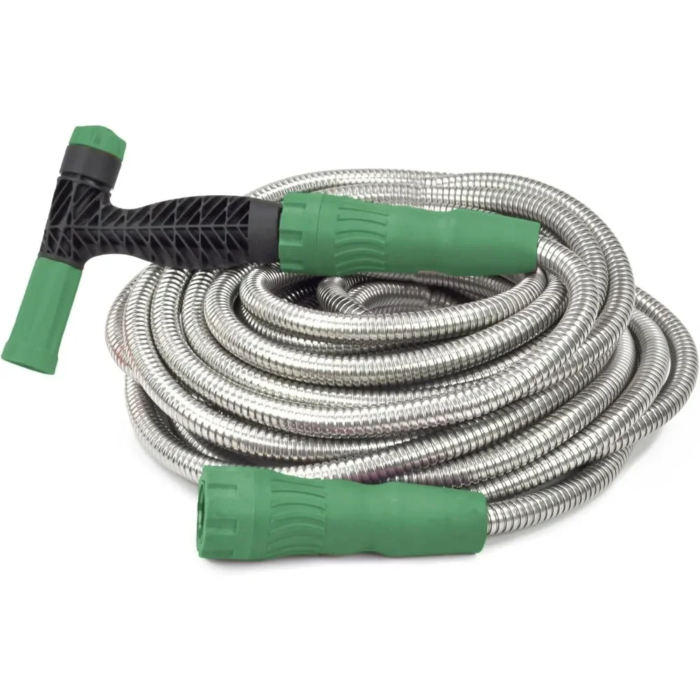 

Compact Metal Garden Hose Super Flexible Garden Hose, Lightweight No Kink Puncture Resistant 304 Stainless Steel Hose