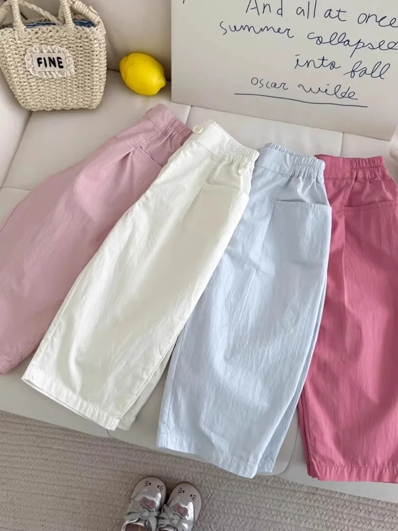 

Новые повседневные удобные свободные длинные брюки для детей 2025 года, модные широкие брюки в корейском стиле с защитой от комаров для детей