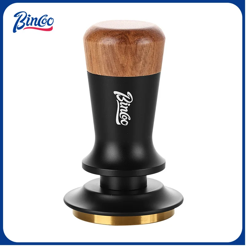 BINCOO 30lb Constant Pressure Espresso Tamper, Titanium Threaded Base with Walnut Wood Handle, 51/58mm Fit for Home Barista