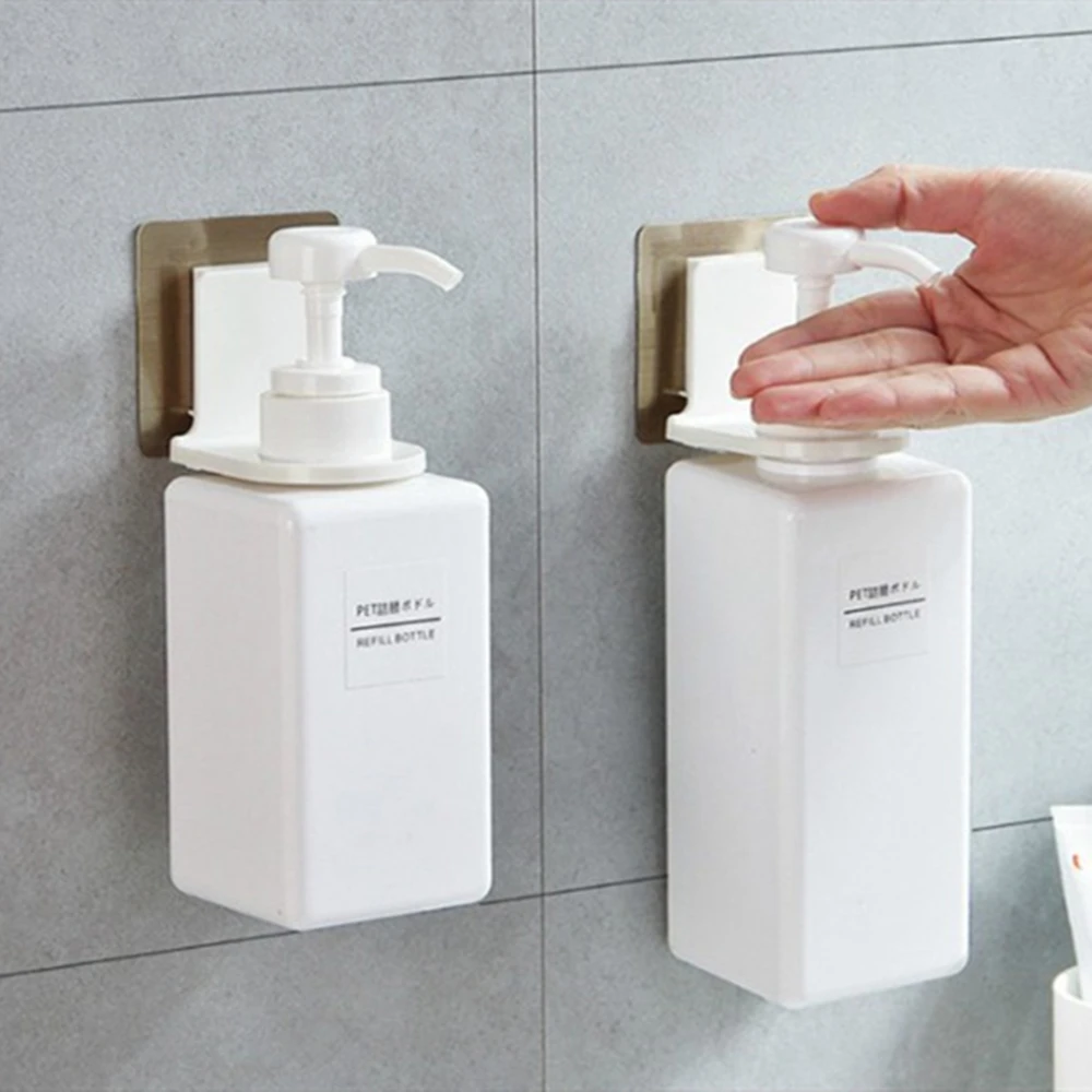 Bathroom Shampoo Shelves Wall Mounted Self-Adhesive Bottle Shelf Liquid Soap Shower Organizer Hooks Holder Hanging Storage Rack