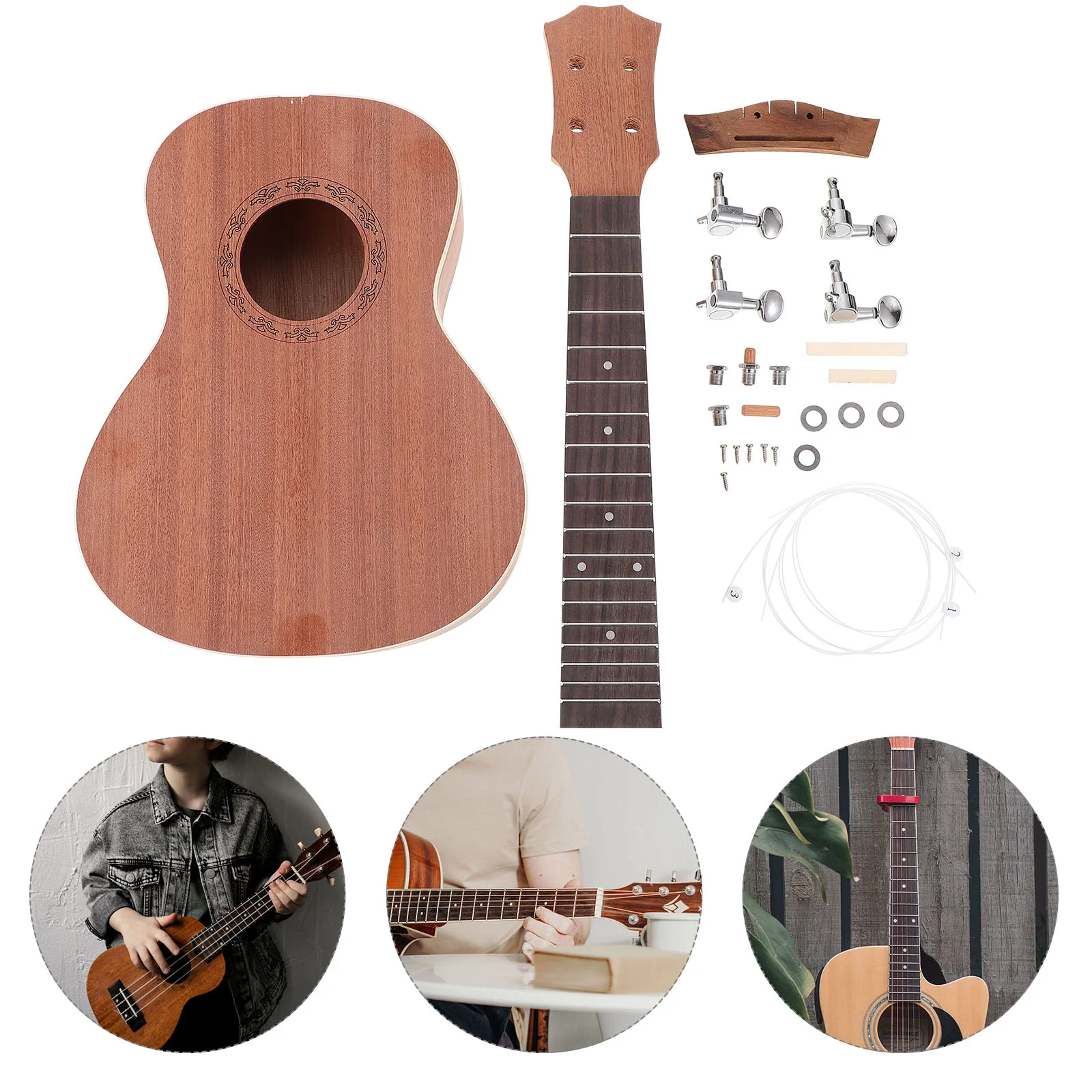 23 Inch Ukulele for Kids DIY Kit Set Presents Small Guitar Material Metal Handmade