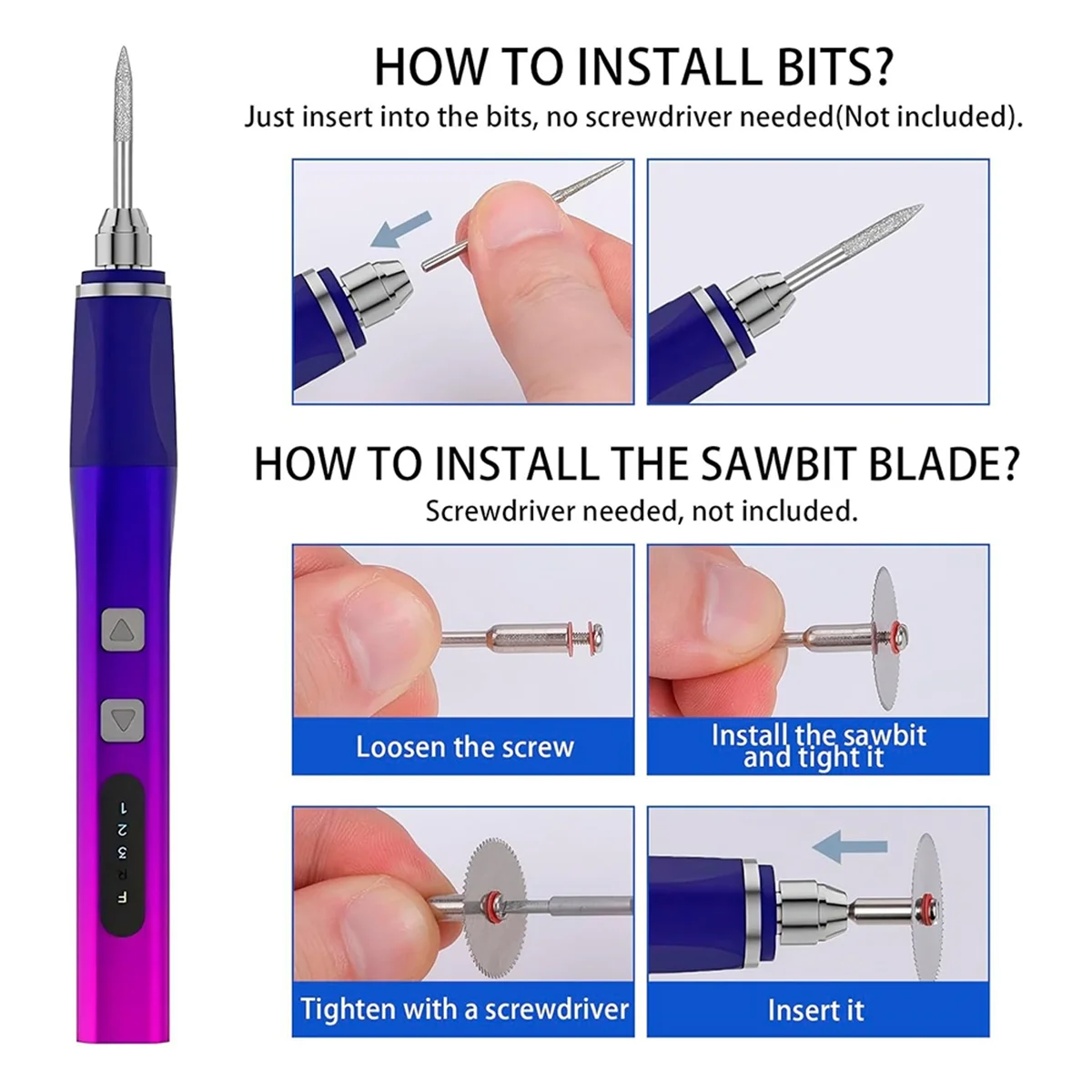 A03R Engraving Pen, 3-Speed & Rotary Cordless Engraver with 37 Bits, 2 Stencils, USB Rechargeable, for Carving on Jewelry