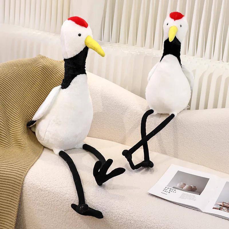 Kawaii Giant Long Leg Red-crowned Crane Doll Plush Toy Stuffed Animals Big Size Birds Plush Toys for Kids Funny Gifts Home Decor