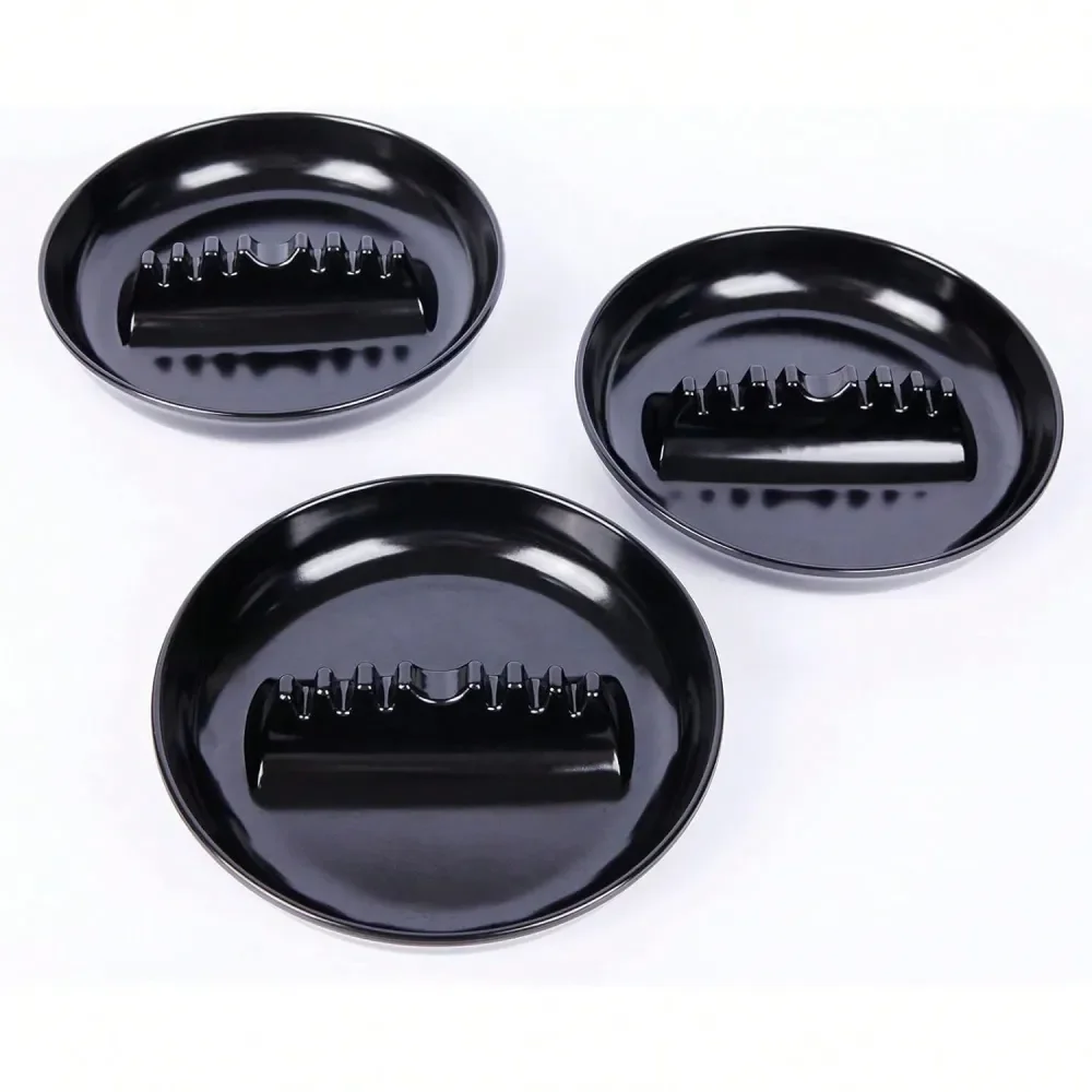

Round Black Large Size Plastic Ashtray Set For Indoor Outdoor Use In Home, Office, Patio, Restaurant, Bar, Hotel