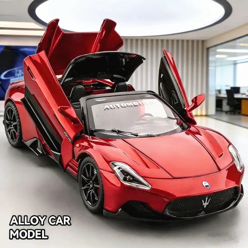 

Модель спортивного автомобиля Maserati MC20 Cabrio из сплава, масштаб 1:32, литая металлическая модель гоночного автомобиля со звуком и светом, детская игрушка, подарок