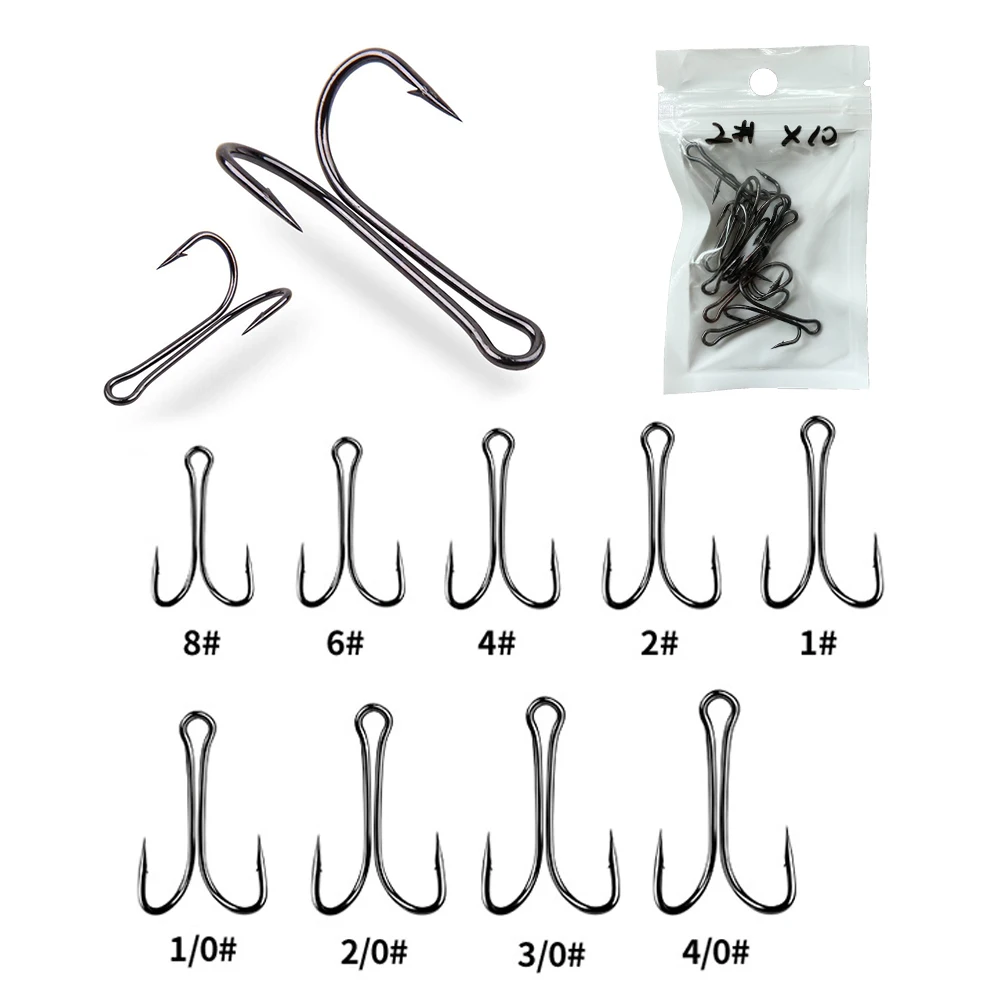 

10pcs Double Fishing Hook Open Shank Frog Hooks Barbed Small Fly Tying Fishing Hooks High Carbon Steel Fishhooks for Saltwater