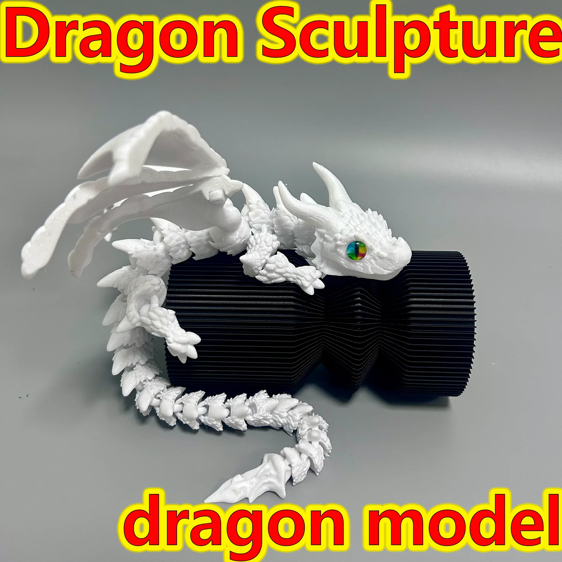 39.5cm/15.55in 3D printed dragon with movable joints, animal model, home desktop decoration, gift, collectible statue view 6