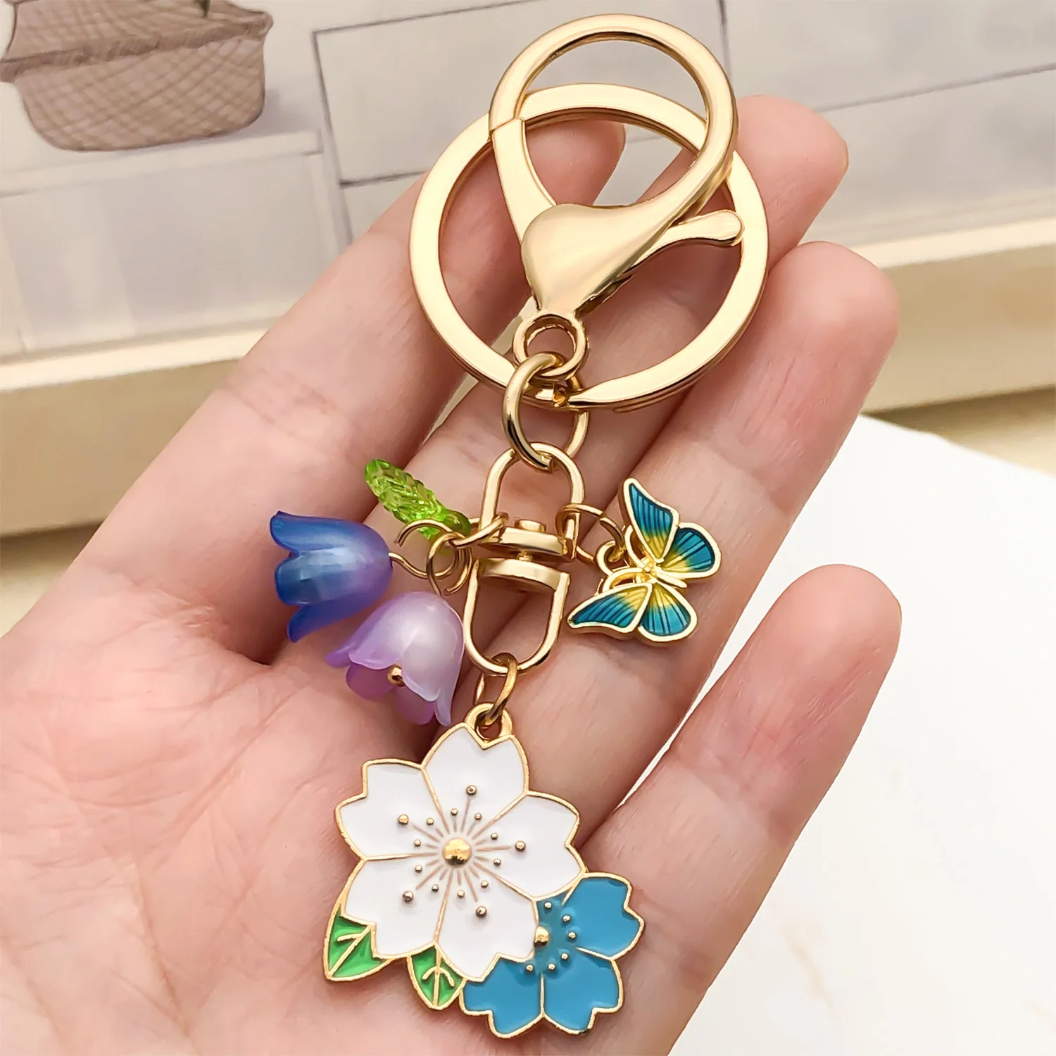1 шт., милый эмалированный брелок с цветком, брелок с растением, подвески для женщин и девочек, сумка, подвески, декор, сделай сам, ювелирные изделия ручной работы, подарки