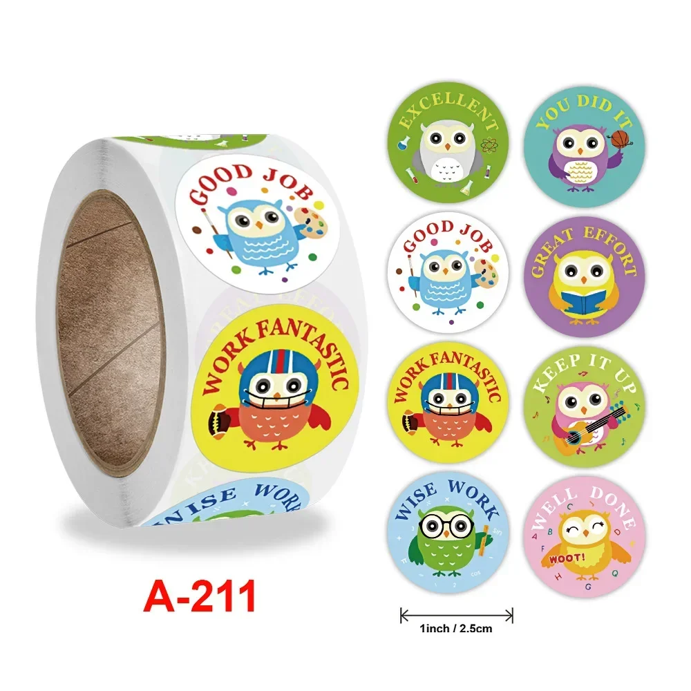 100/500pcs/ roll 1 inch zoo Animals Cartoon Stickers for kids classic toys sticker Labels School Teacher Supplies Reward Sticker