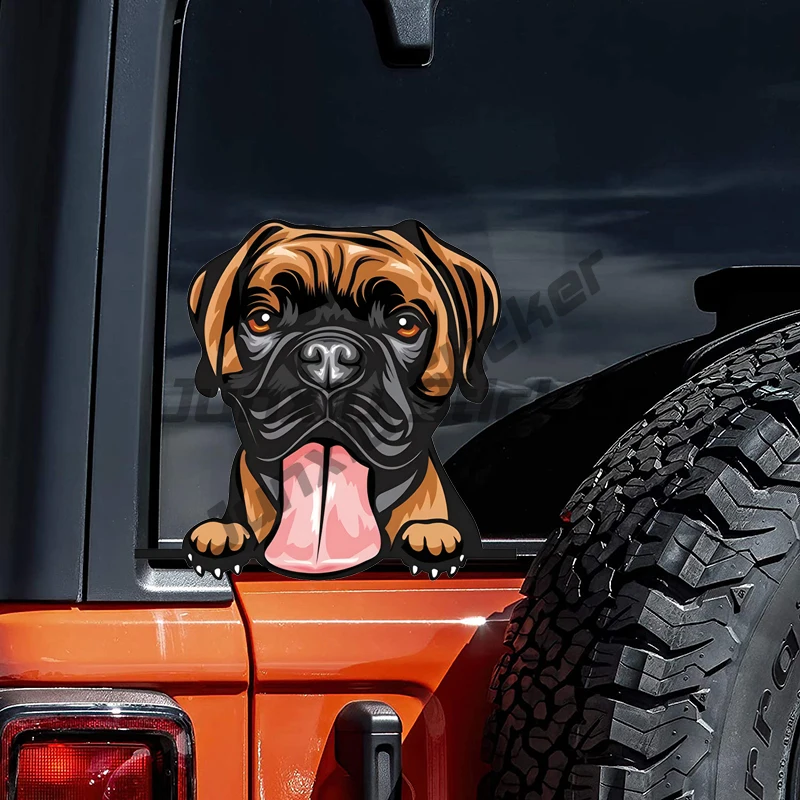 

Smiling Boxer Vinyl Decal - Dog Breed Bumper Sticker - for Laptops Tumblers Windows Cars Trucks Walls Car Decoration